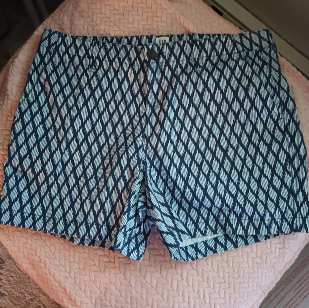 GAP Blue and White Bermuda Shorts with Geometric Pattern
